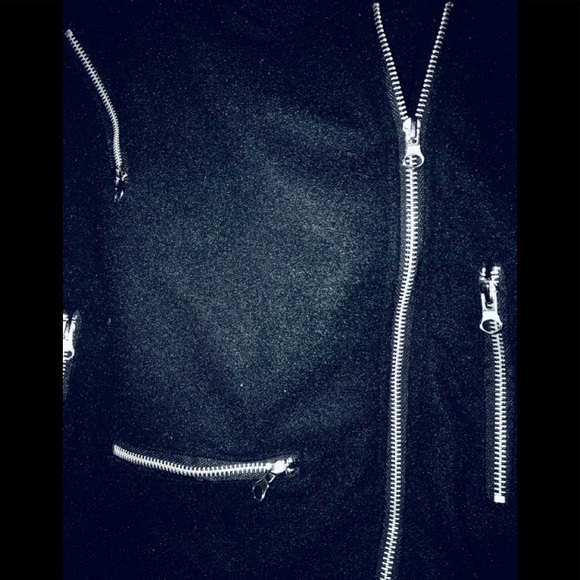 SUPER COOL Edgy Warm Black Bomber Moto Jacket - Picture 3 of 7